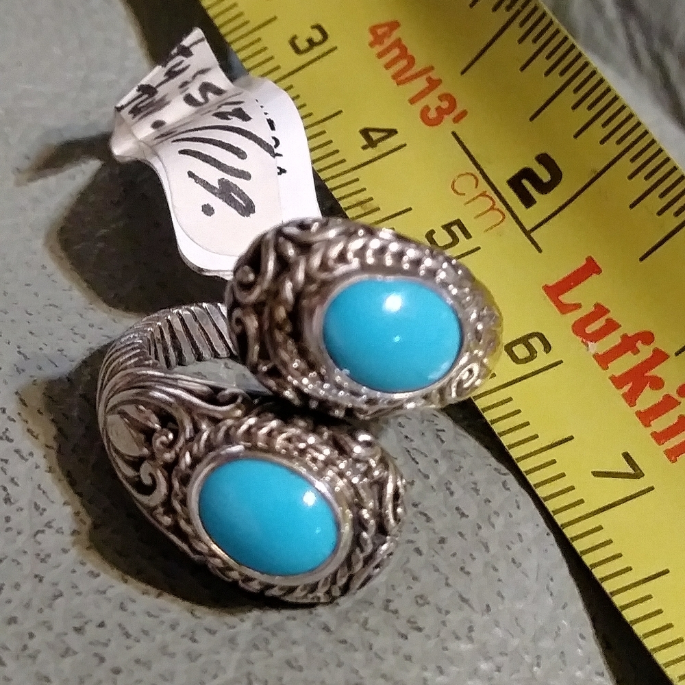 *(RARE)*/SLEEPING BEAUTY TURQUOISE STERLING BYPASS RING. 6.(SERIOUS INQ. PLEASE)